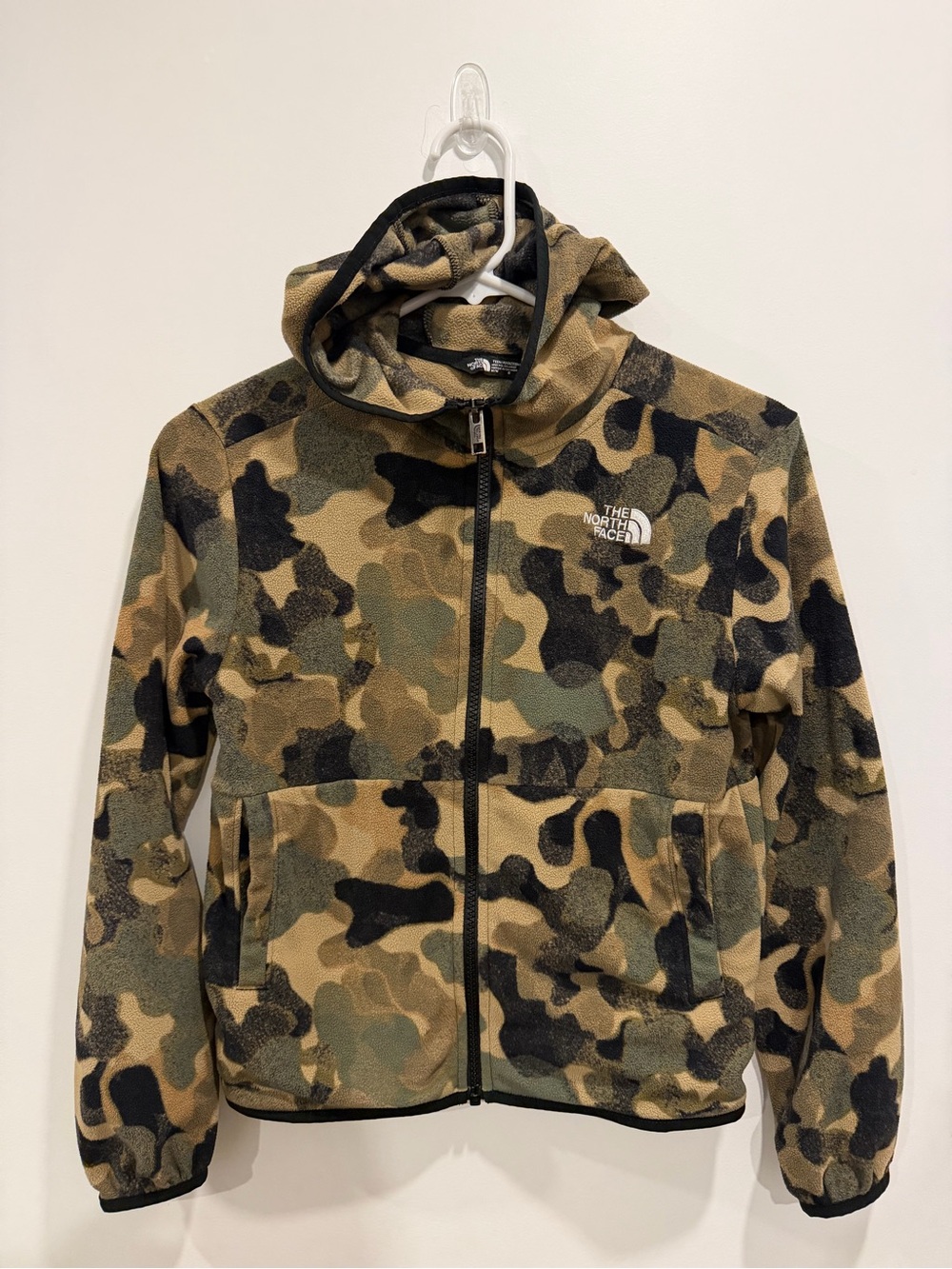 The North Face Kids Camo Hooded Fleece Jacket - Green/Black/Tan